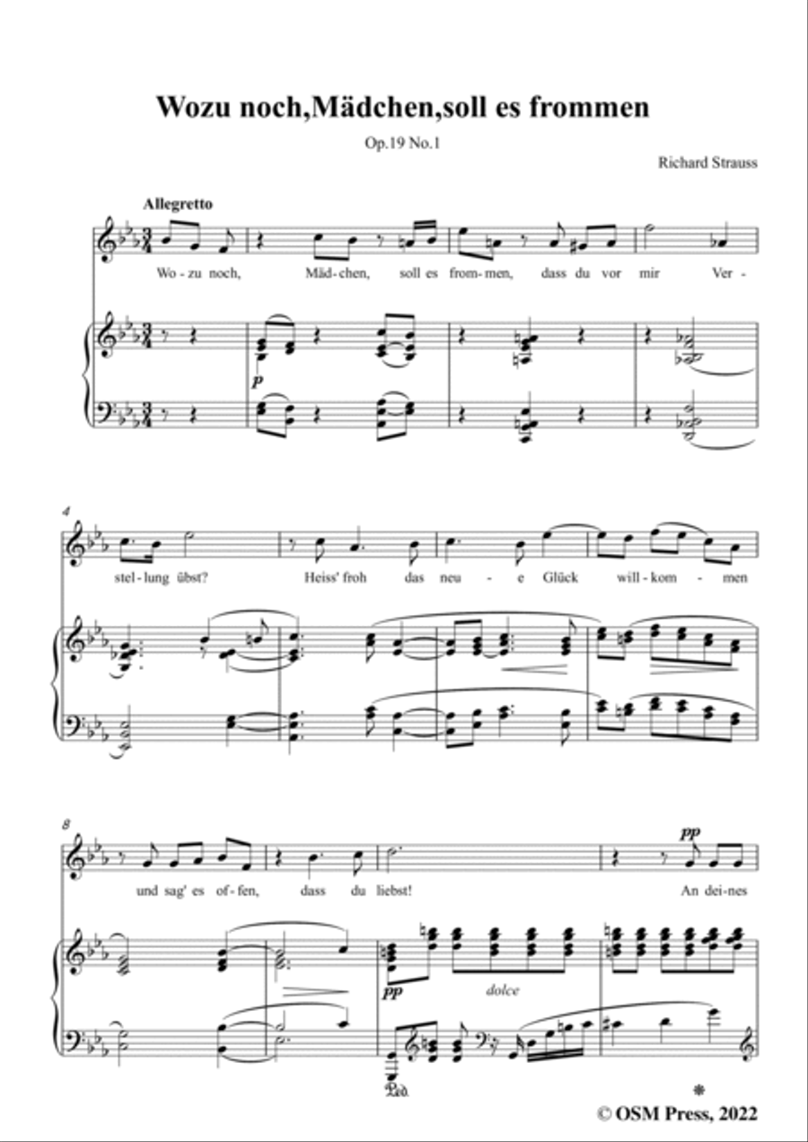 Richard Strauss-Wozu noch,Mädchen,soll es frommen,in E flat Major Voice scores gallery preview page 3