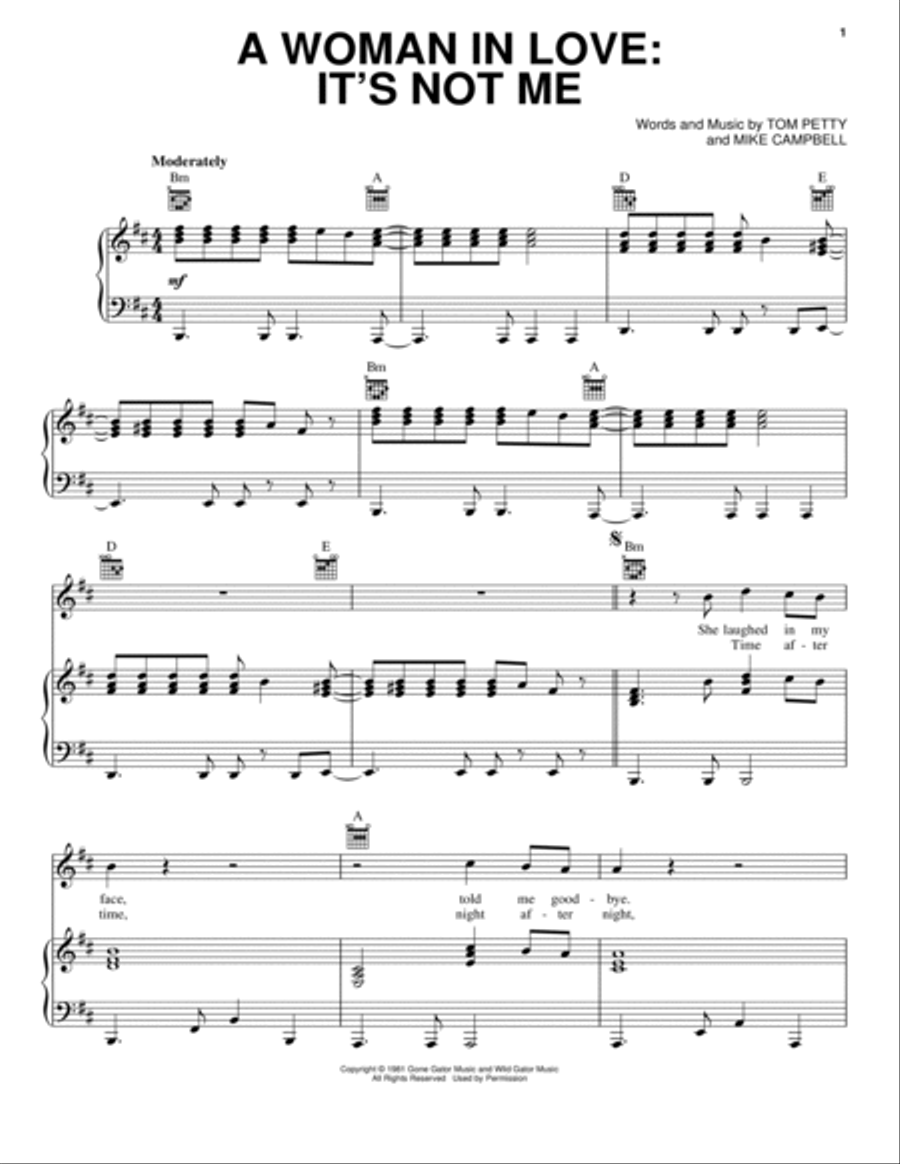 A Woman In Love: It's Not Me Piano, Vocal, Guitar scores gallery preview page 1