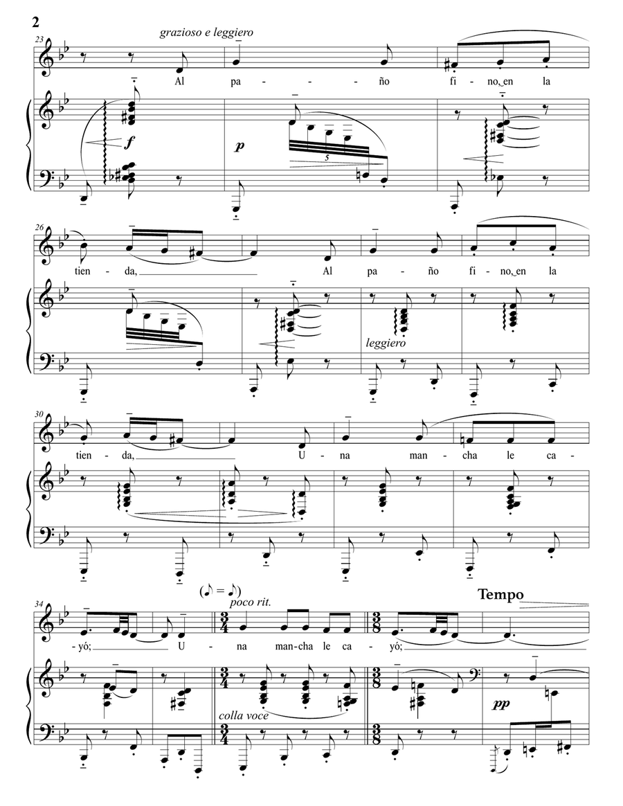 DE FALLA: El paño moruno (transposed to G minor) Piano, Vocal scores gallery preview page 3