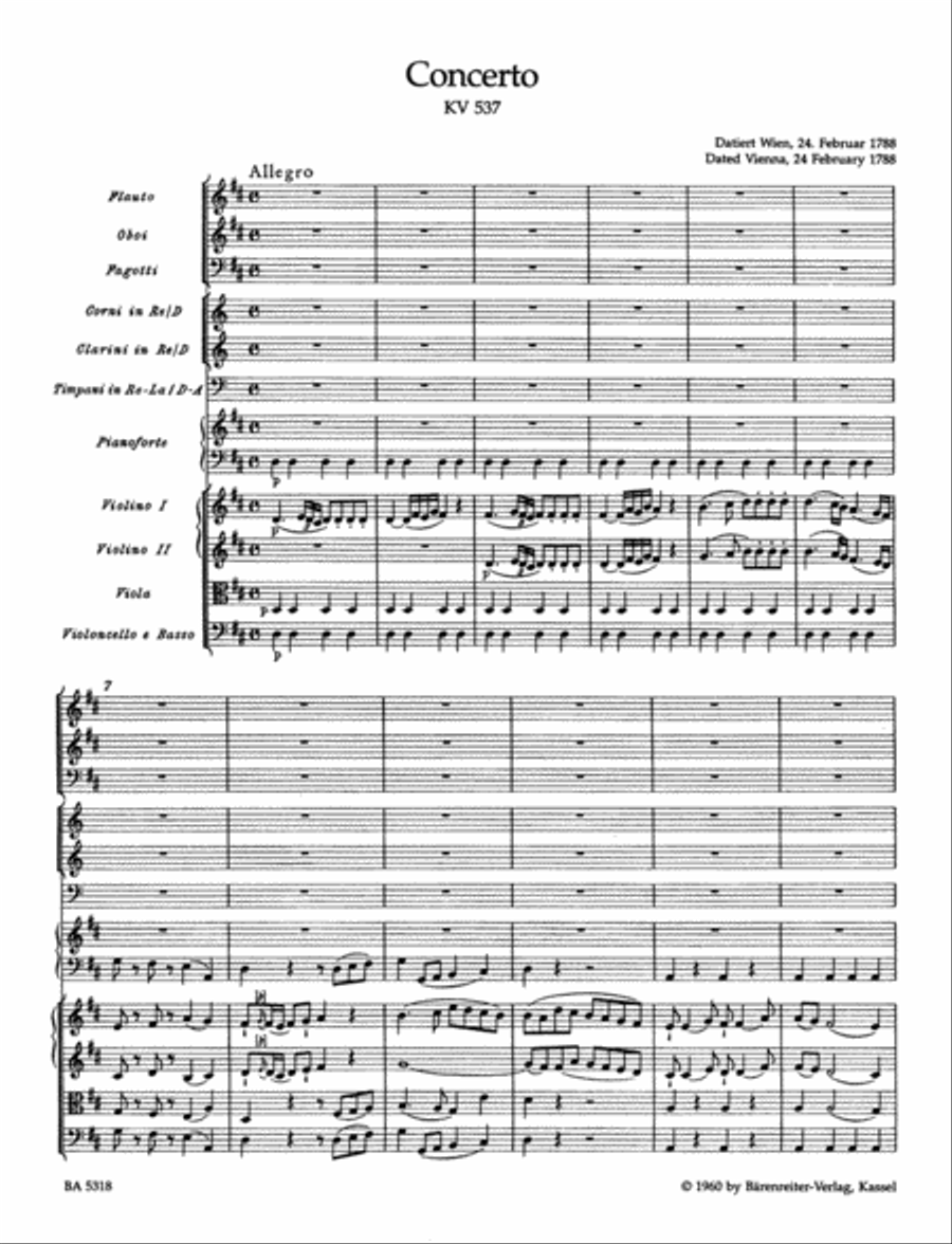 Concerto for Piano and Orchestra, No. 26 D major, KV 537 'Coronation Concerto' Orchestra scores gallery preview page 2