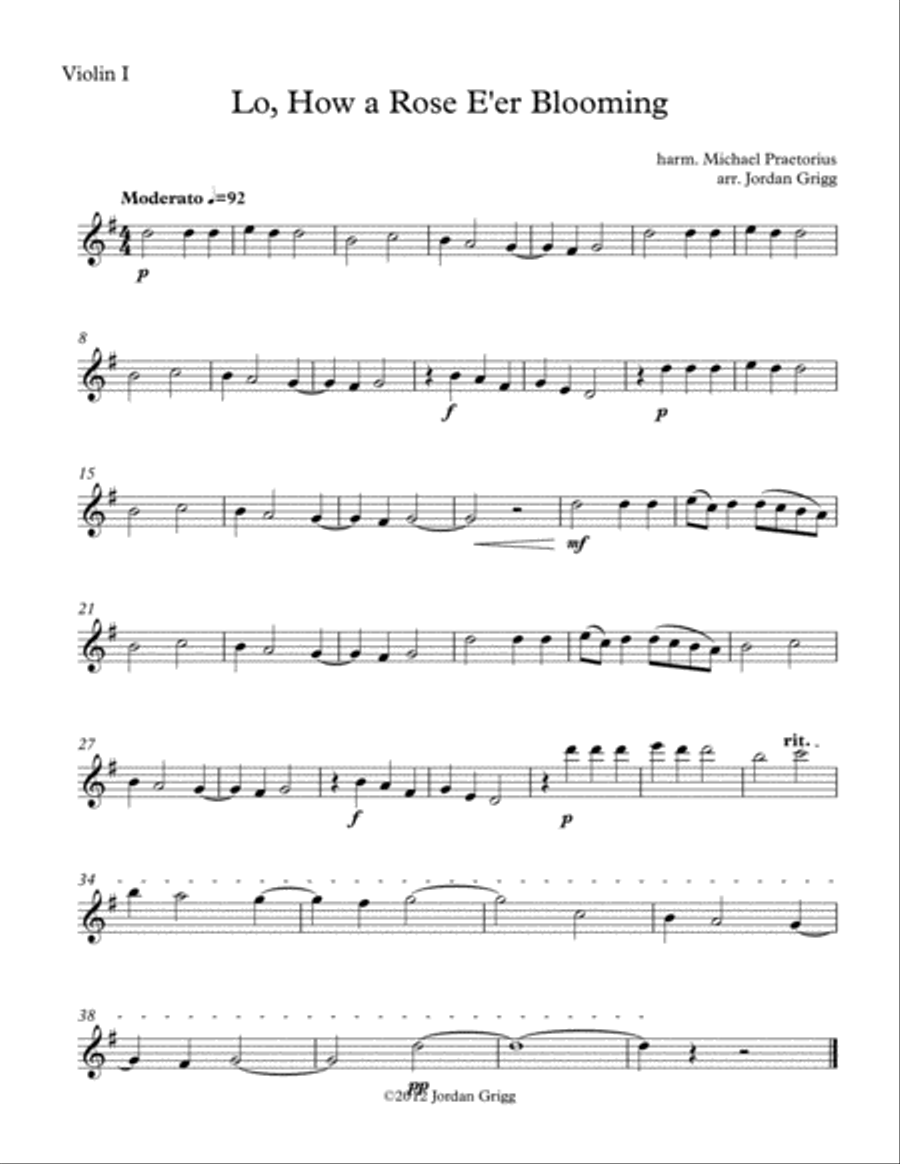 Lo, How a Rose E'er Blooming (String Quintet) String Orchestra scores gallery preview page 5