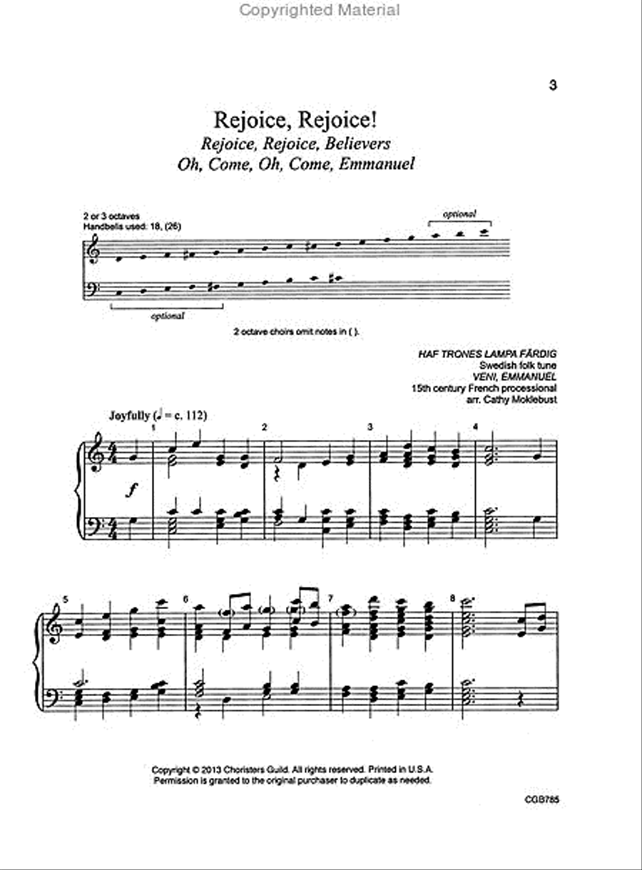 Celebrate the Season: Reproducible Advent and Christmas Carols (2-3 octaves) 3-Octaves scores gallery preview page 2