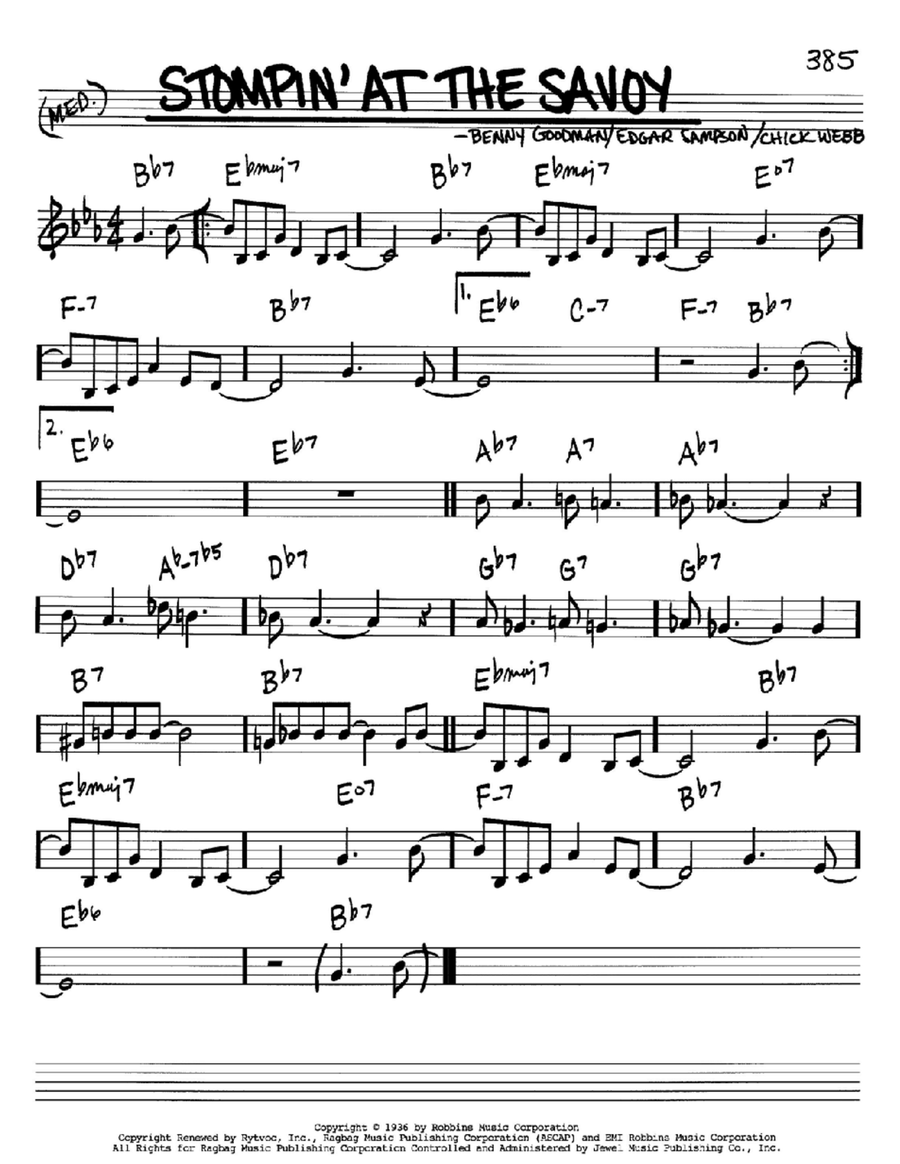 Stompin' At The Savoy B-Flat Instrument scores gallery preview page 1