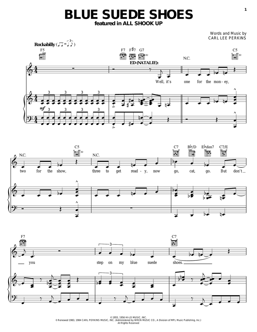 Blue Suede Shoes Piano, Vocal, Guitar scores gallery preview page 1