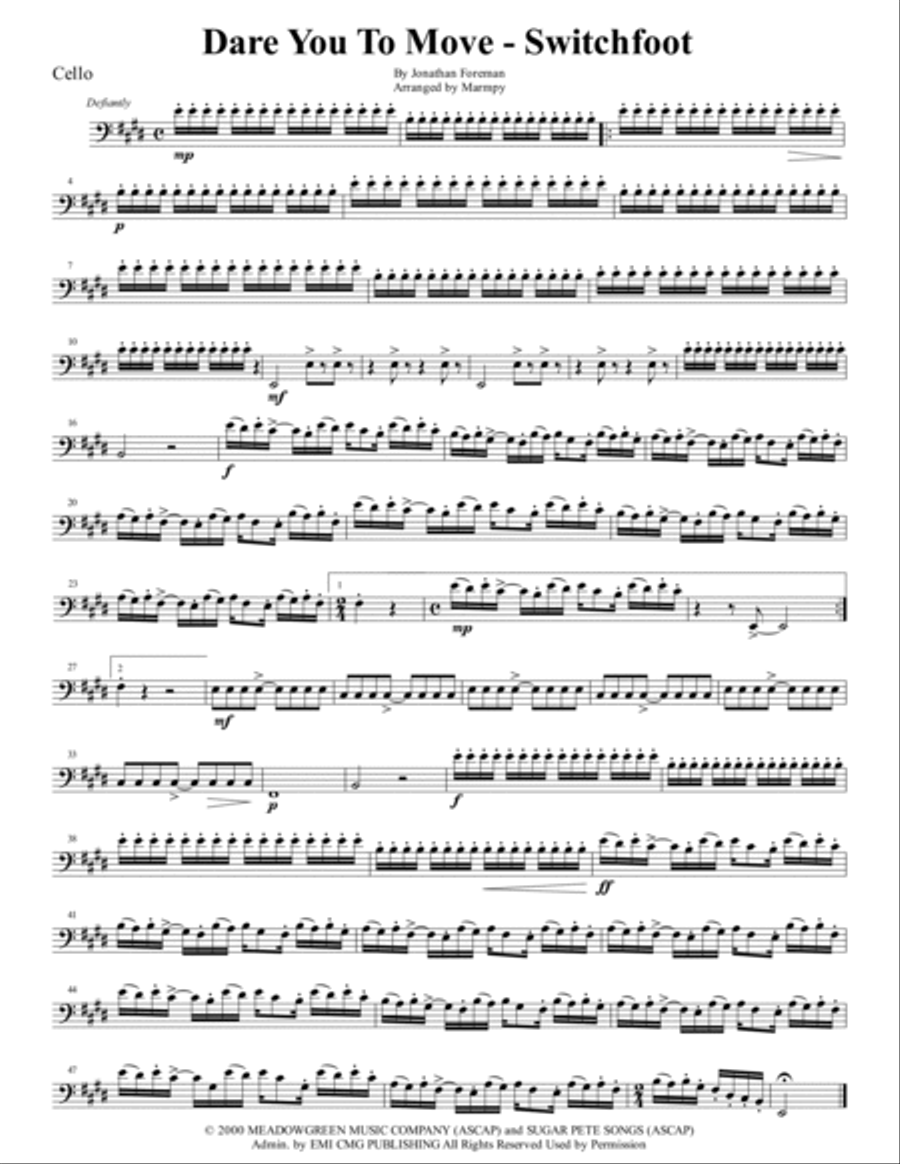 Dare You To Move String Quartet scores gallery preview page 4