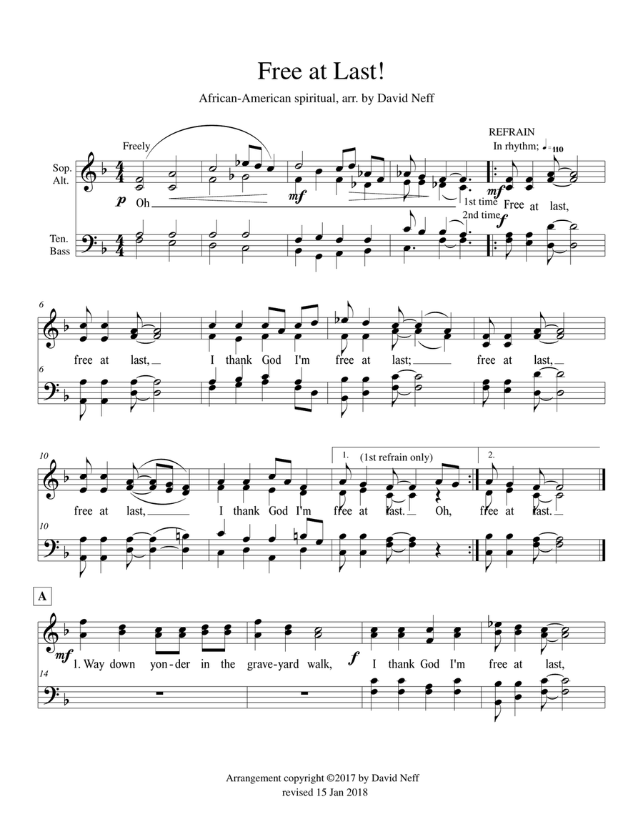 Free at Last 4-Part scores gallery preview page 1