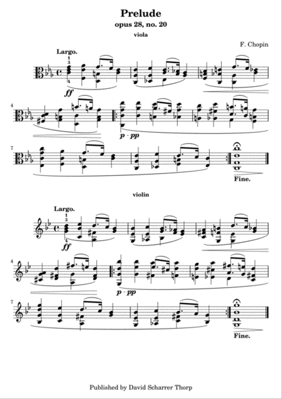 Chopin opus 28 no.20 for viola Viola Solo scores gallery preview page 1