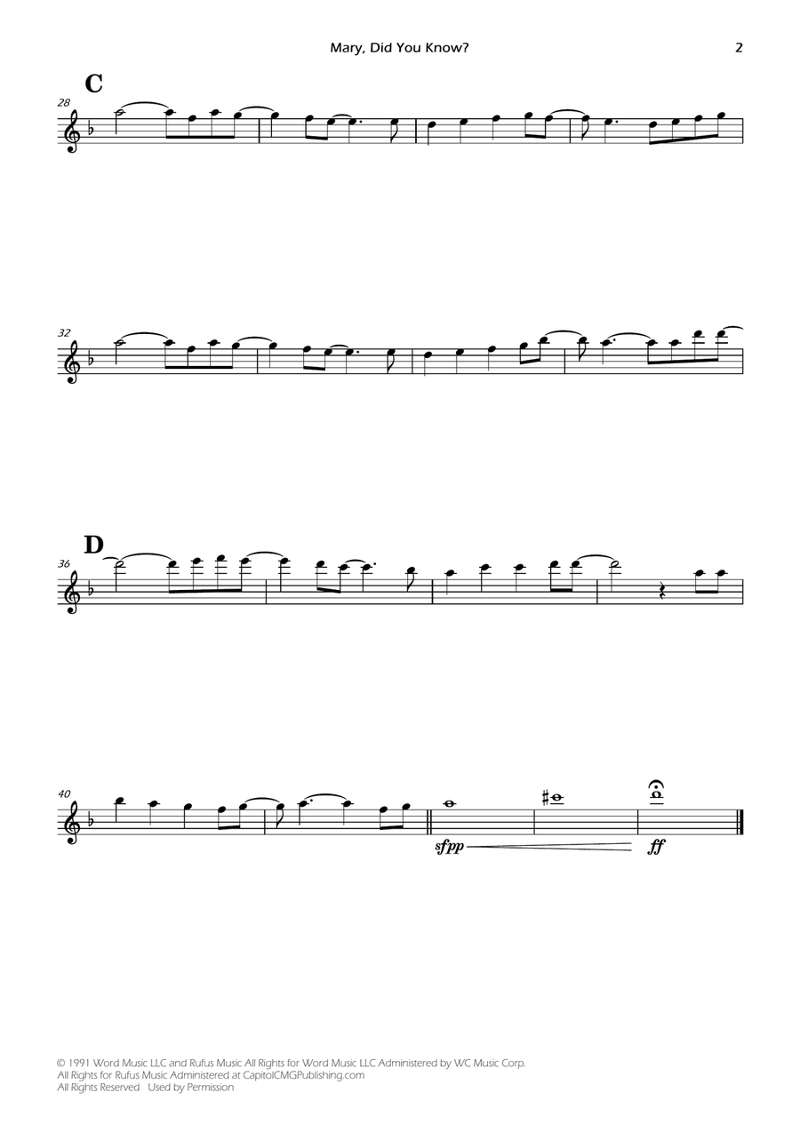 Mary, Did You Know? Woodwind Quartet scores gallery preview page 2
