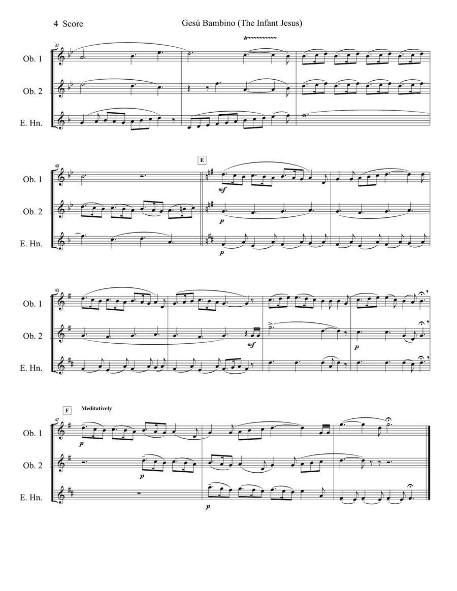 Gesu Bambino (Infant Jesus) for Oboe and English Horn Trio Woodwind Trio scores gallery preview page 5