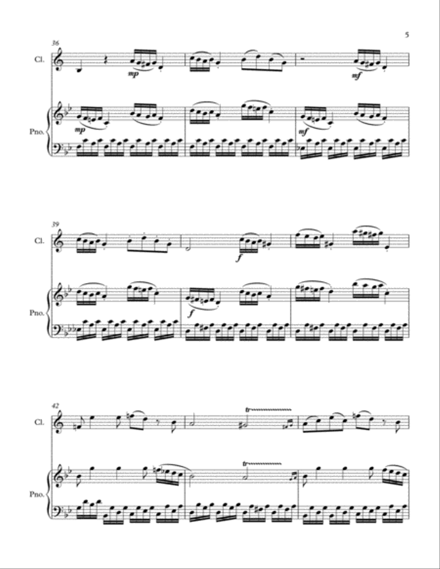 Allegro from Violin Sonata in Bb Major, K.8 for Clarinet Solo Clarinet Solo scores gallery preview page 5