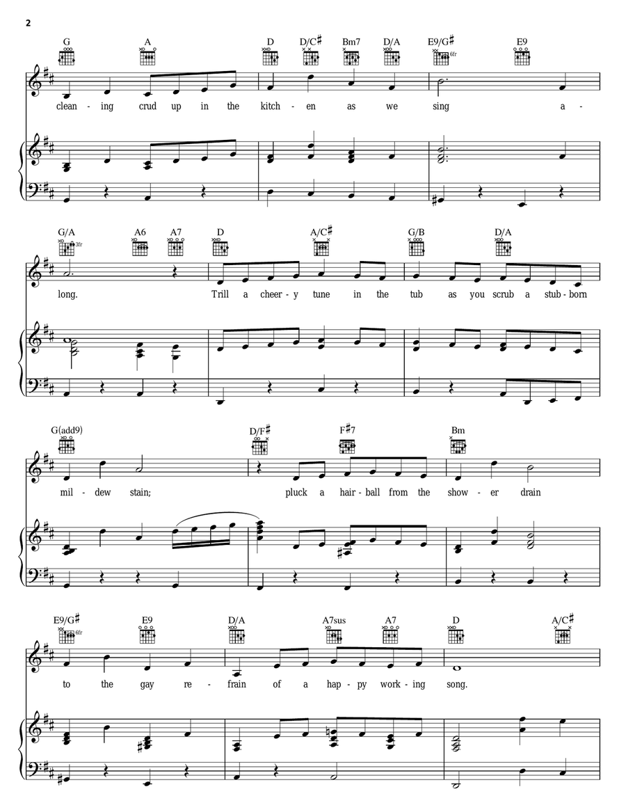 Happy Working Song (from Enchanted) Piano, Vocal, Guitar scores gallery preview page 2