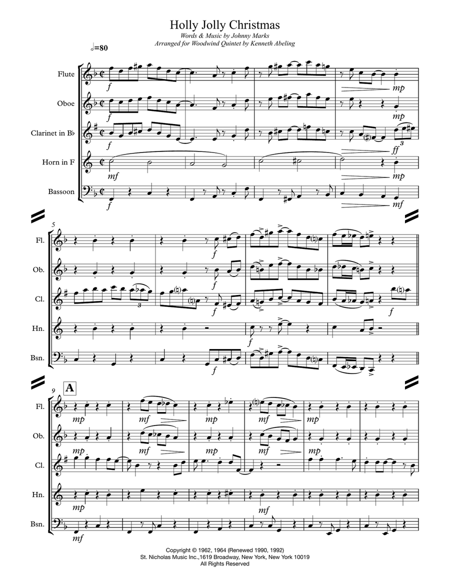 A Holly Jolly Christmas Woodwind Quintet scores gallery preview page 2