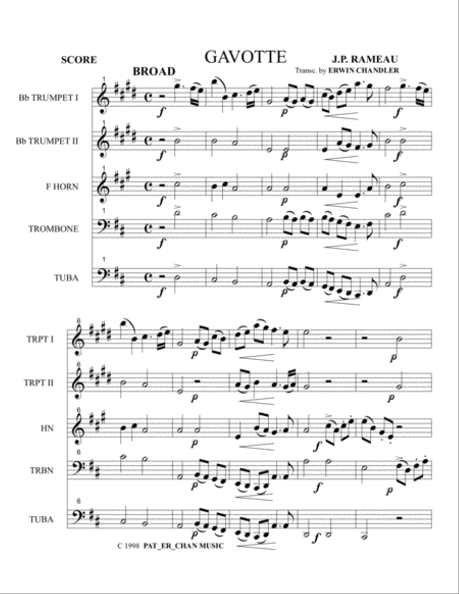 GAVOTTE Brass Ensemble scores gallery preview page 1