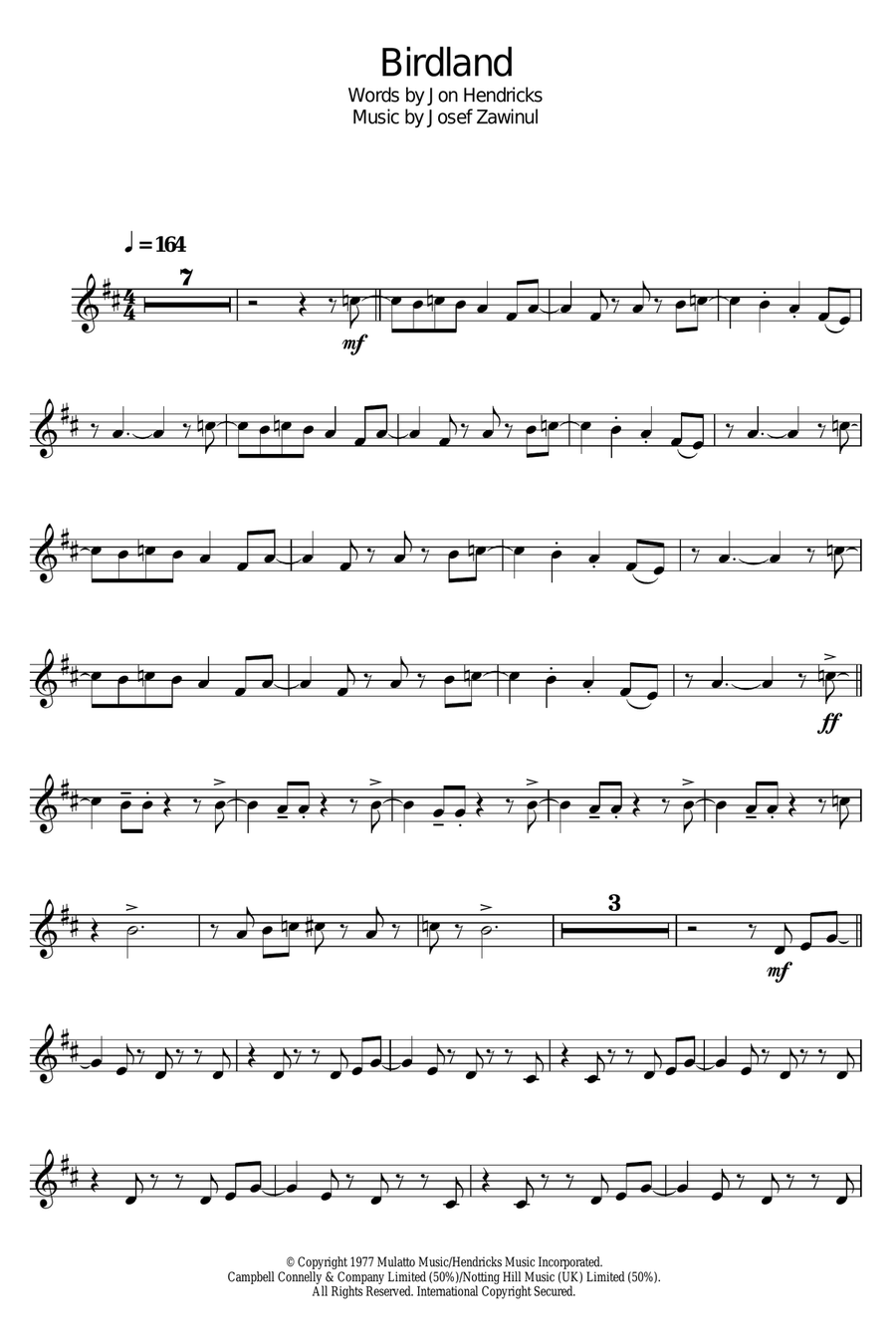 Birdland Birdland Clarinet Solo scores gallery preview page 1