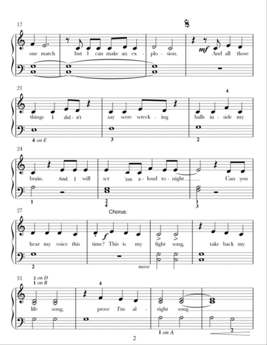 Fight Song Easy Piano scores gallery preview page 2