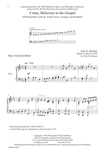 Come, Believers in the Gospel (Downloadable Choral Score)