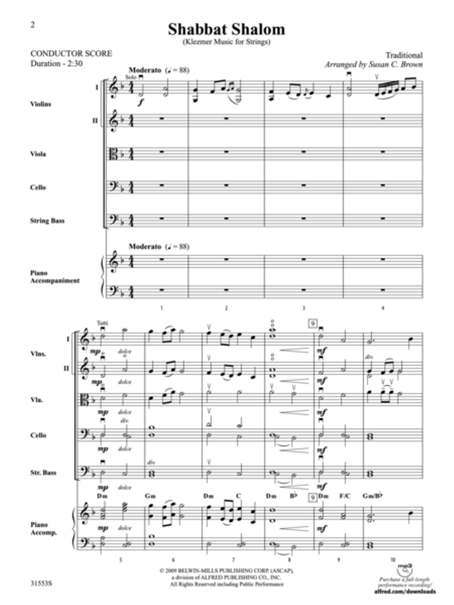 Shabbat Shalom String Orchestra scores gallery preview page 2