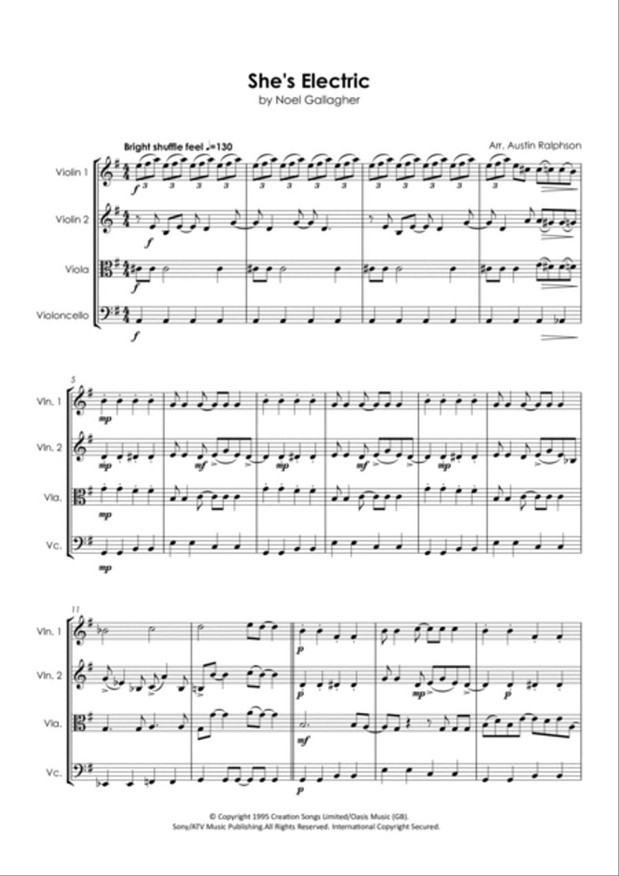 She's Electric String Quartet scores gallery preview page 6