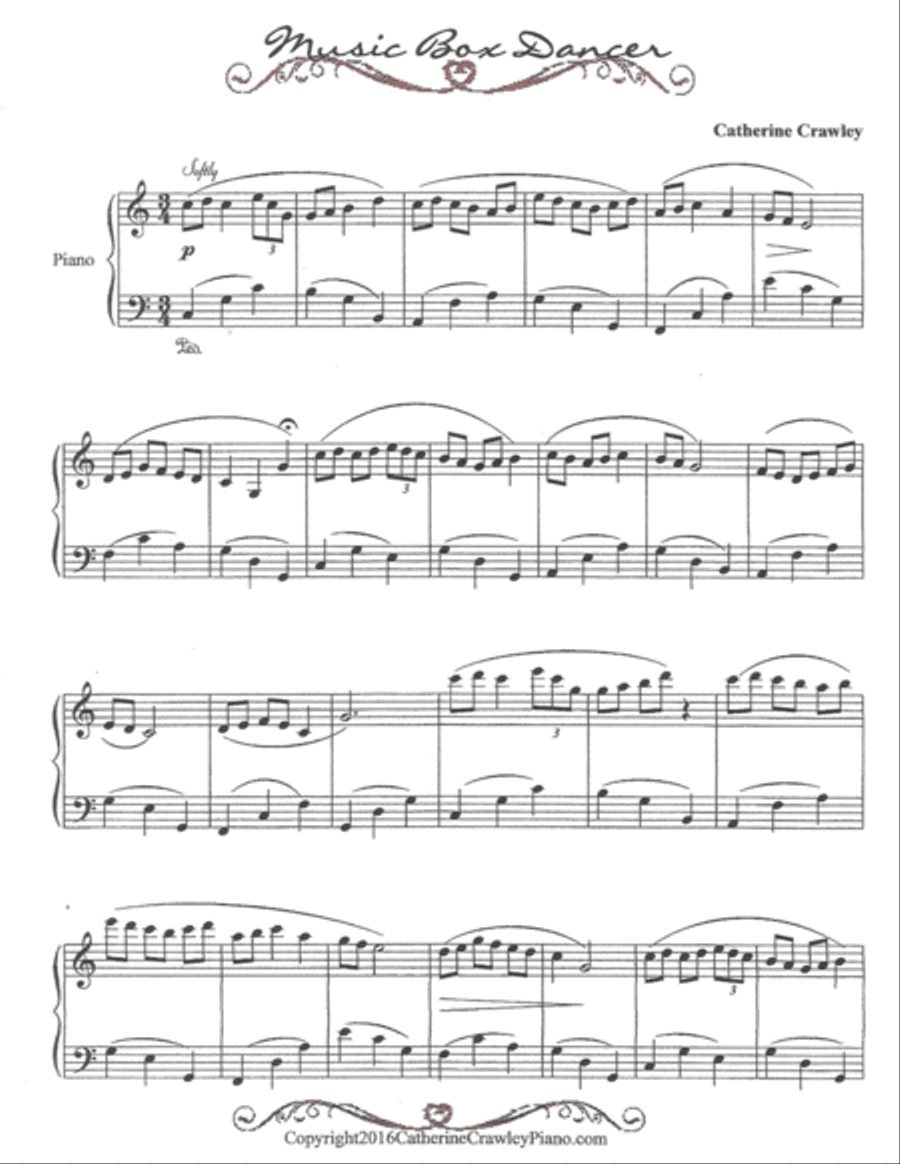 Music Box Dancer Piano Solo scores gallery preview page 1