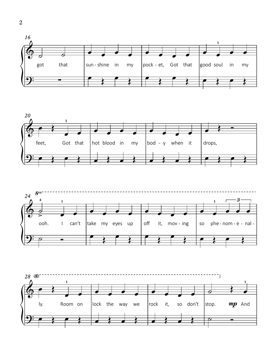 Can't Stop The Feeling from TROLLS Easy Piano scores gallery preview page 2