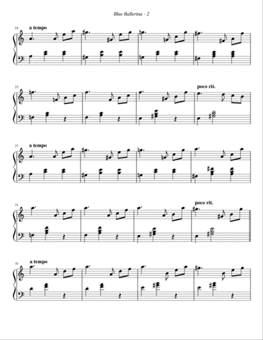 Blue Ballerina Piano Solo scores gallery preview page 2
