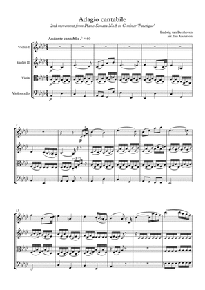 Book cover for Beethoven: Adagio Cantabile from Piano Sonata No.8 'Patetique' (string quartet)