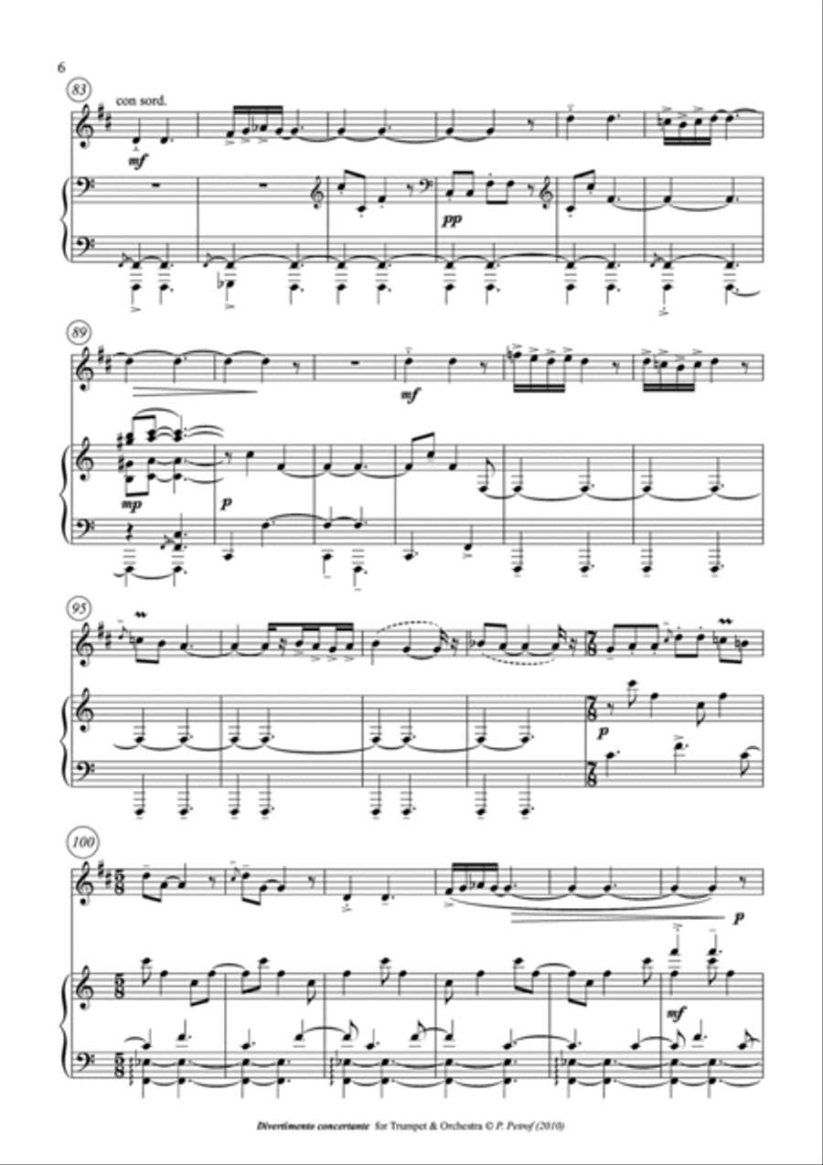 Divertimento concertante for trumpet and orchestra - piano reduction Trumpet Duet scores gallery preview page 6