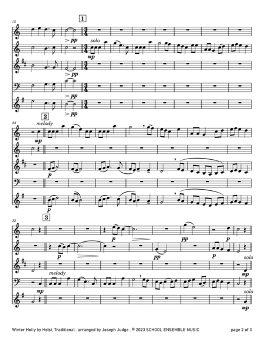 Winter Holly for Woodwind Quartet in Schools Woodwind Quartet scores gallery preview page 2