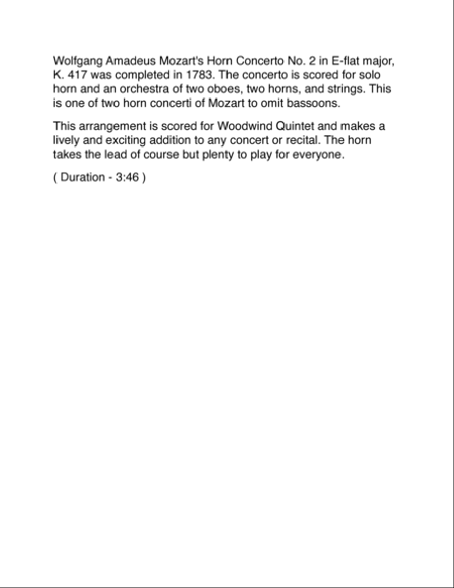 Horn Concerto #2 Finale for Woodwind Quintet Horn Concerto #2 Finale for Woodwind Quintet Woodwind Quintet scores gallery preview page 2
