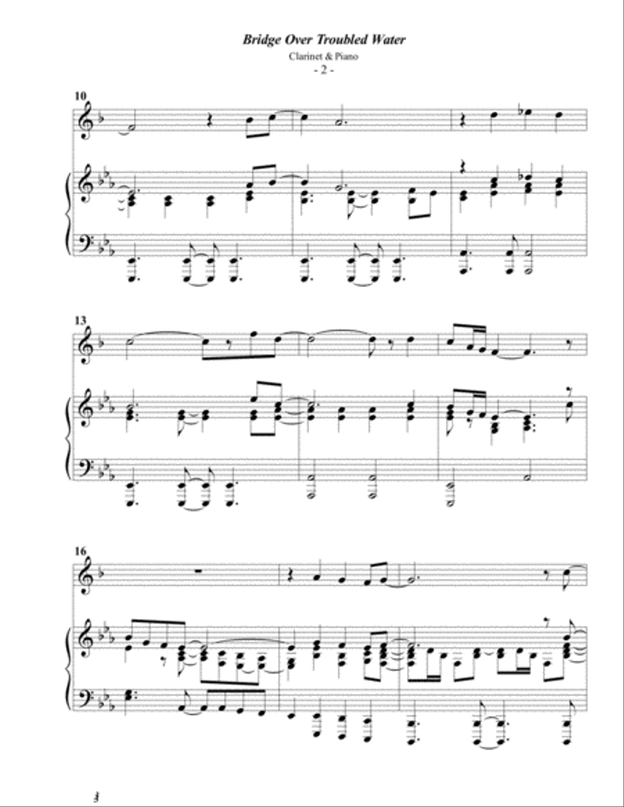 Bridge Over Troubled Water B-Flat Clarinet scores gallery preview page 2