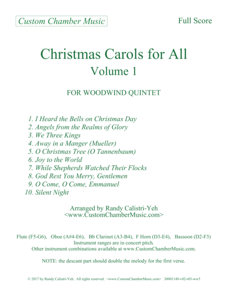Christmas Carols for All, Volume 1 (for Woodwind Quintet)