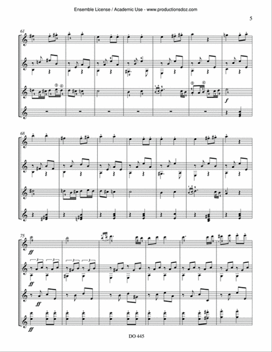 Symphony No. 7, IInd movement Guitar Ensemble scores gallery preview page 5