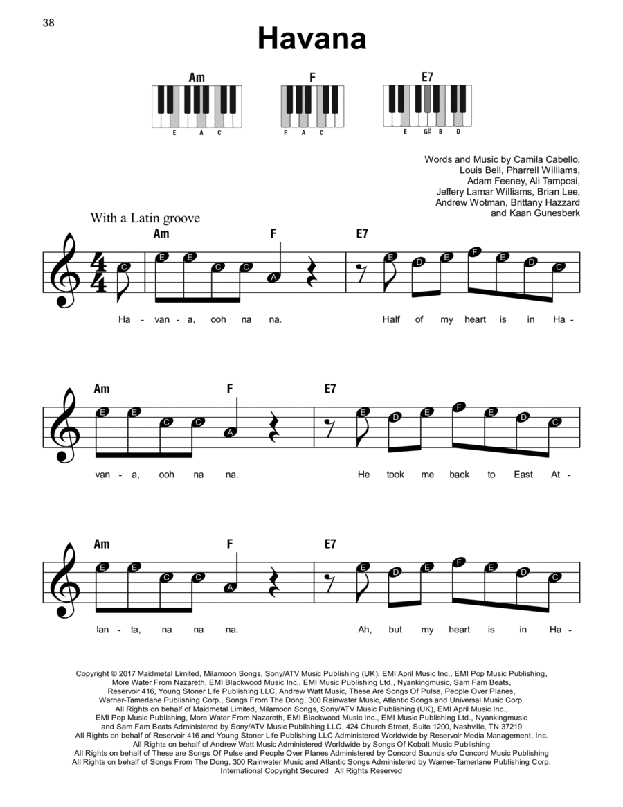 Havana (feat. Young Thug) Easy Piano scores gallery preview page 1