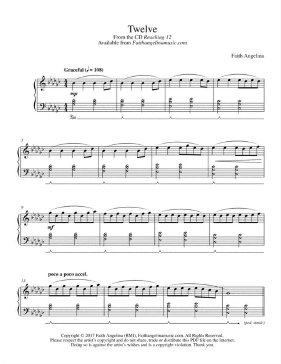 Twelve Twelve Piano Solo scores gallery preview page 1