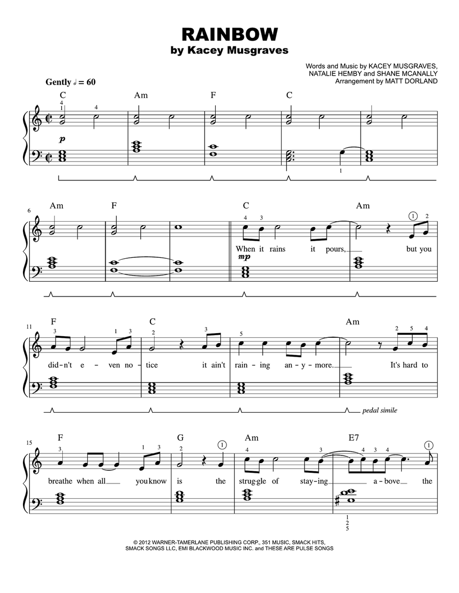 Rainbow Easy Piano scores gallery preview page 1