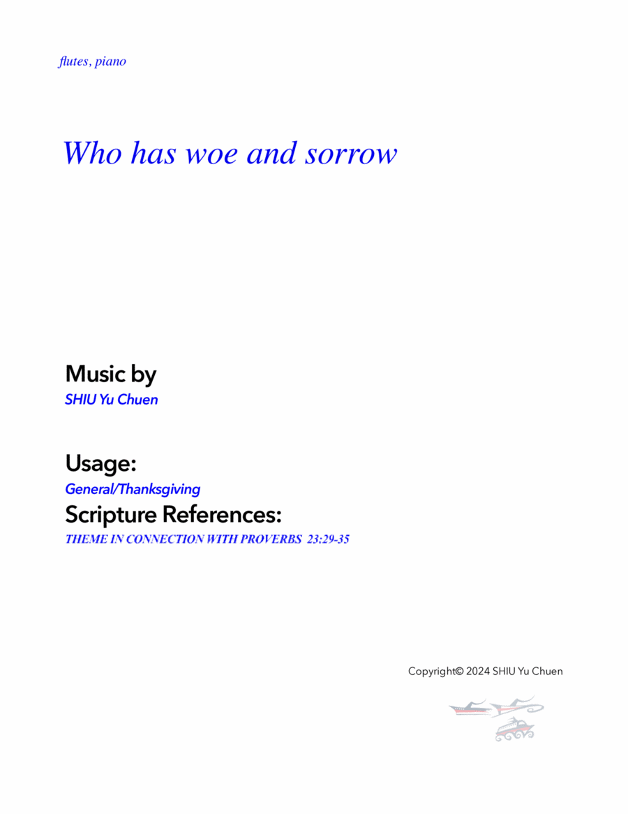 Who has woe and sorrow Who has woe and sorrow Woodwind Trio scores gallery preview page 1