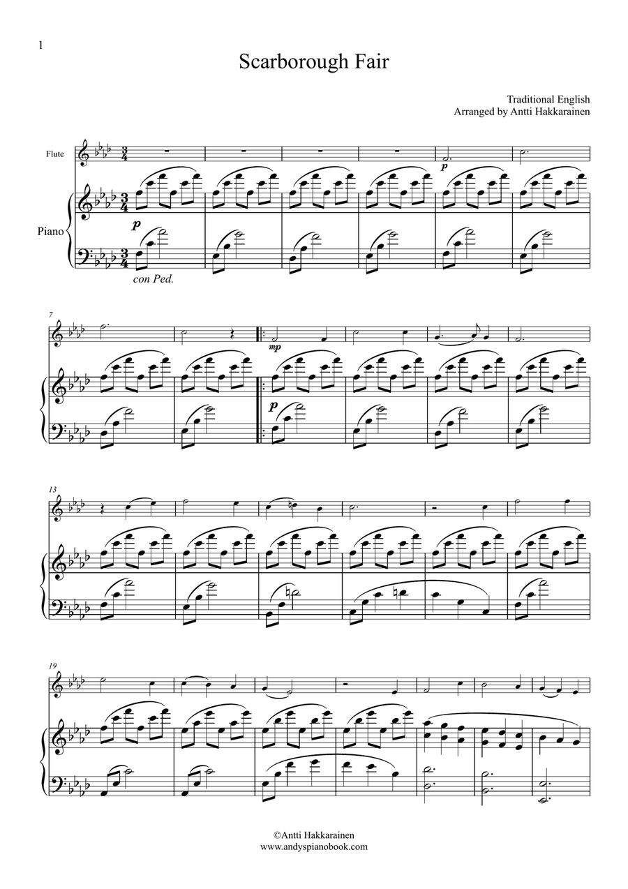 Scarborough Fair - Flute & Piano Scarborough Fair - Flute & Piano Flute Solo scores gallery preview page 2