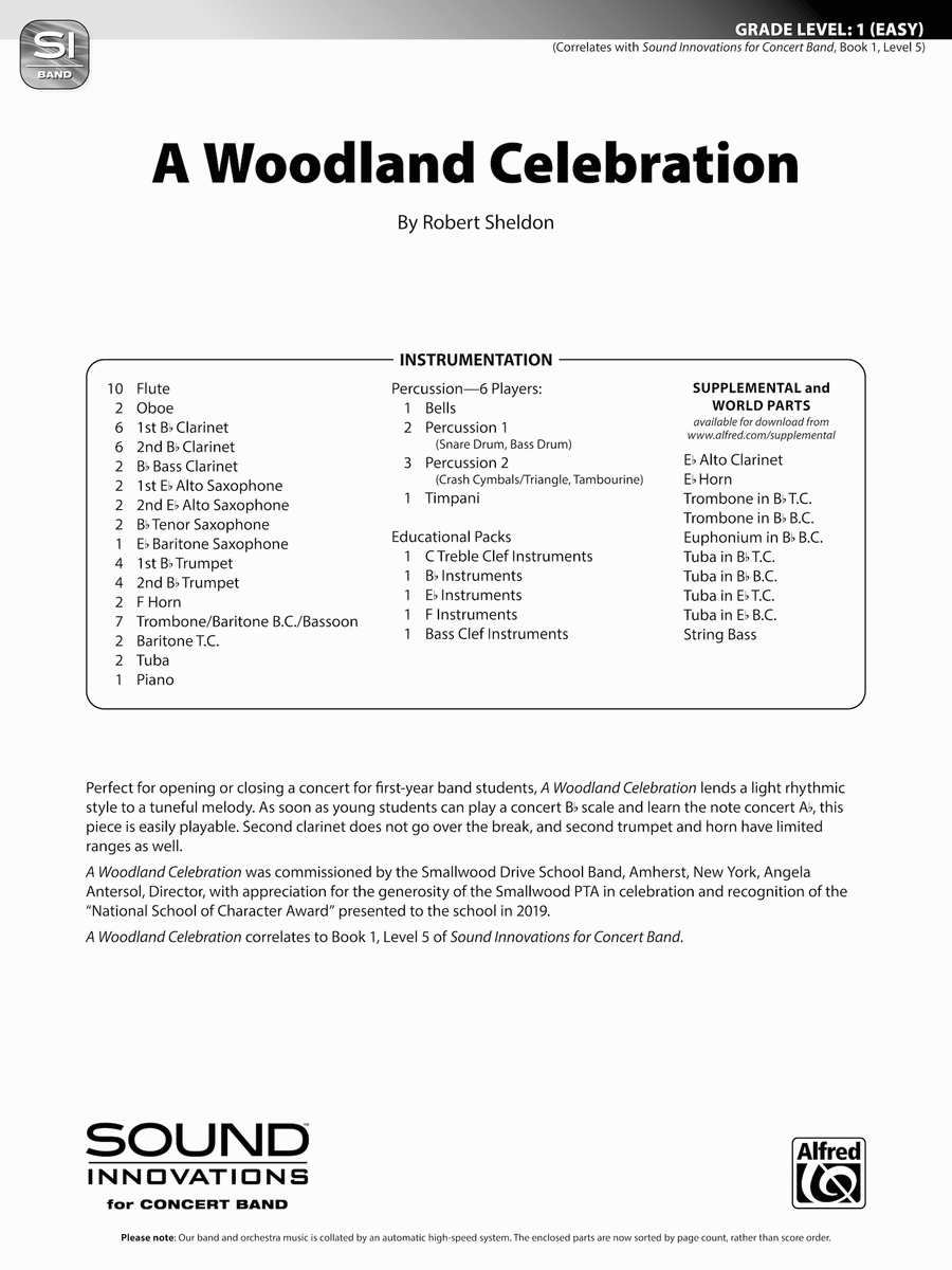 A Woodland Celebration: Score Concert Band scores gallery preview page 1