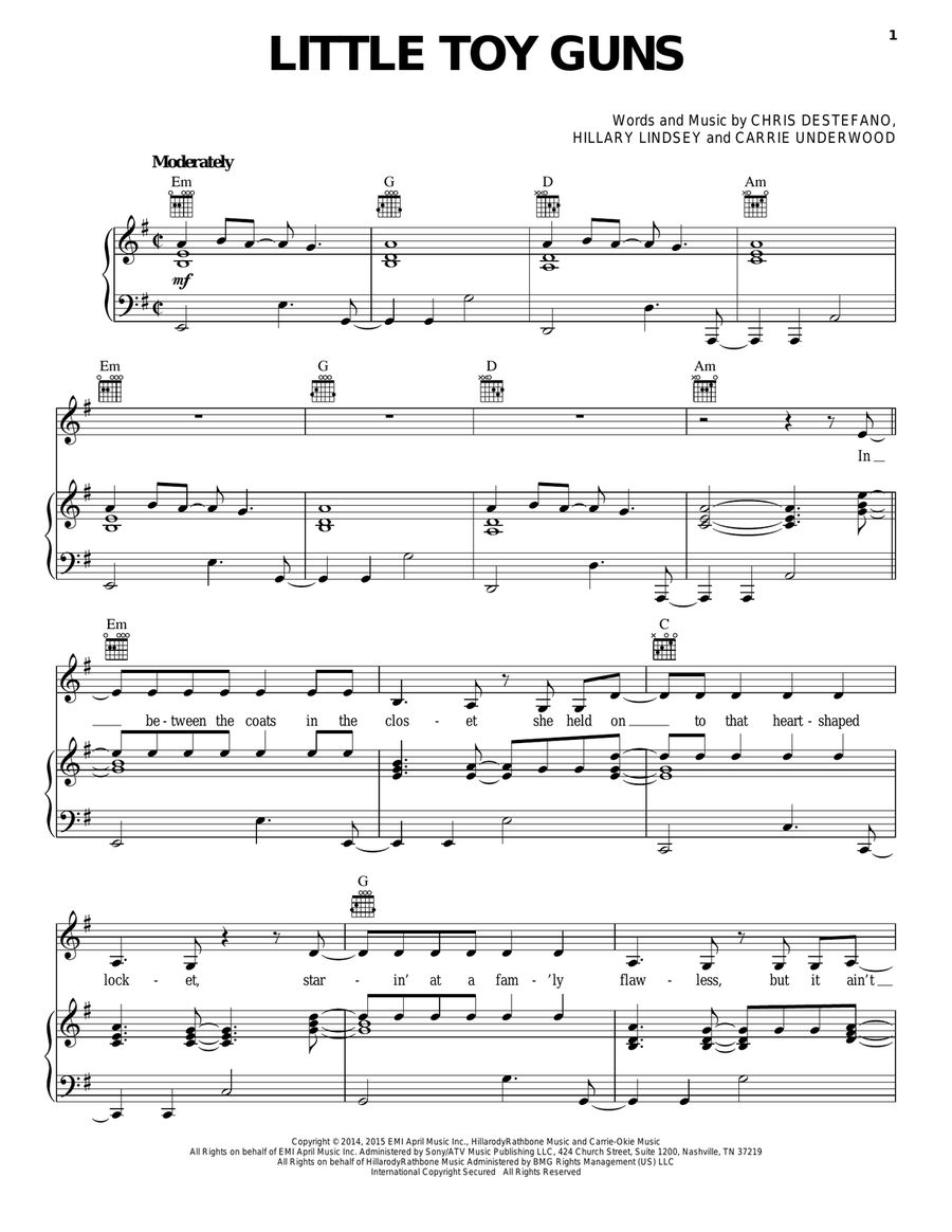 Little Toy Guns Piano, Vocal, Guitar scores gallery preview page 1