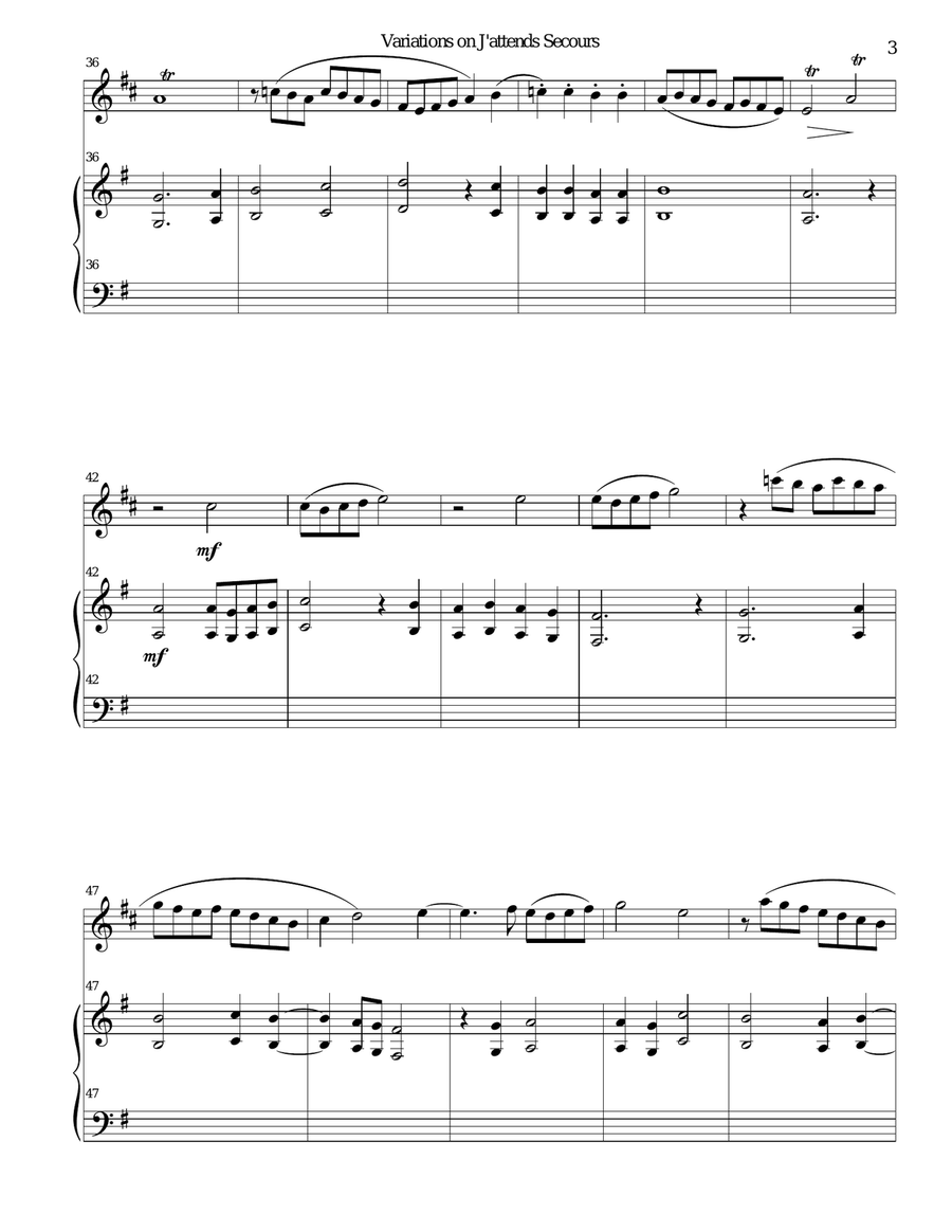 Variations on J'attends secours for cor anglais and harp English Horn scores gallery preview page 3