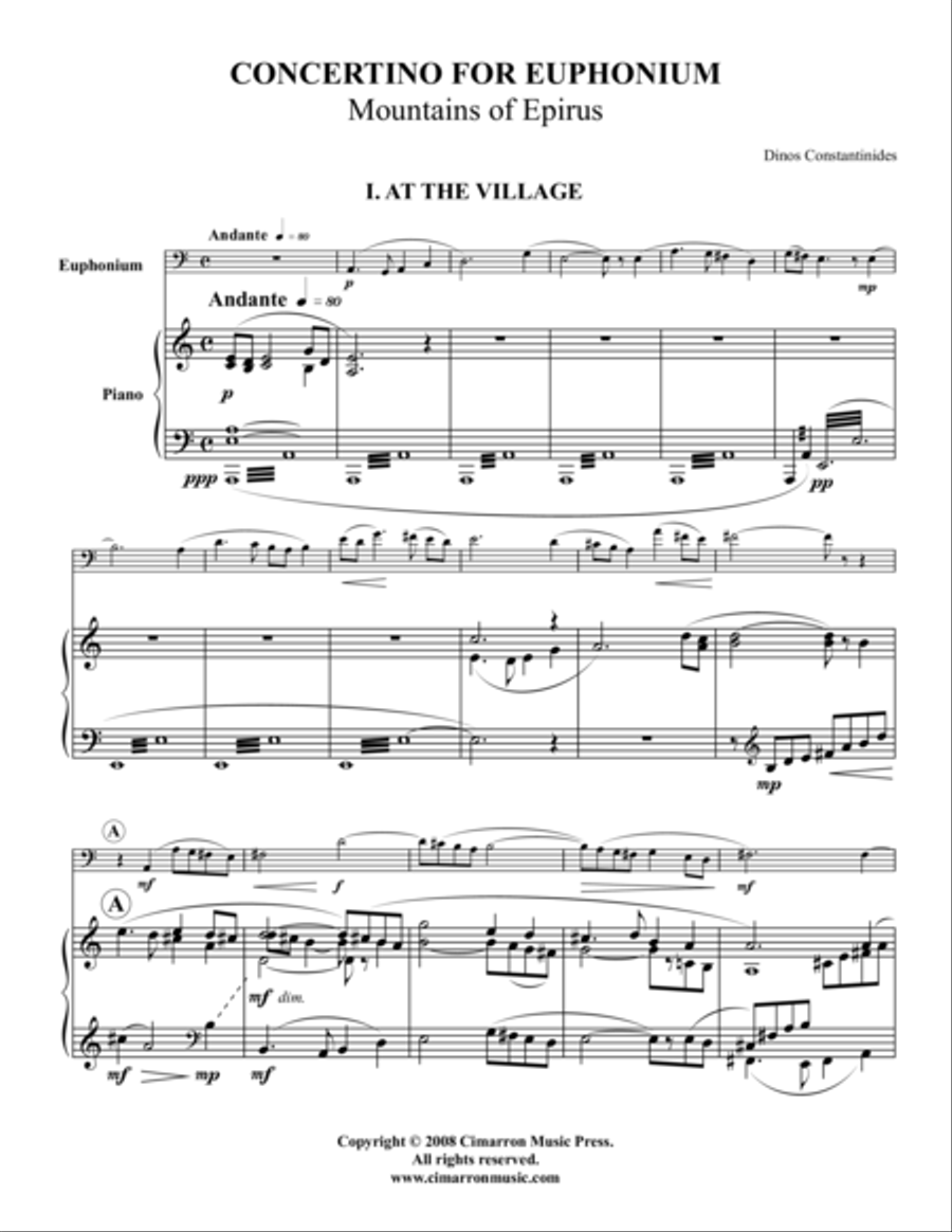 Concertino: Mountains of Epirus Euphonium scores gallery preview page 1