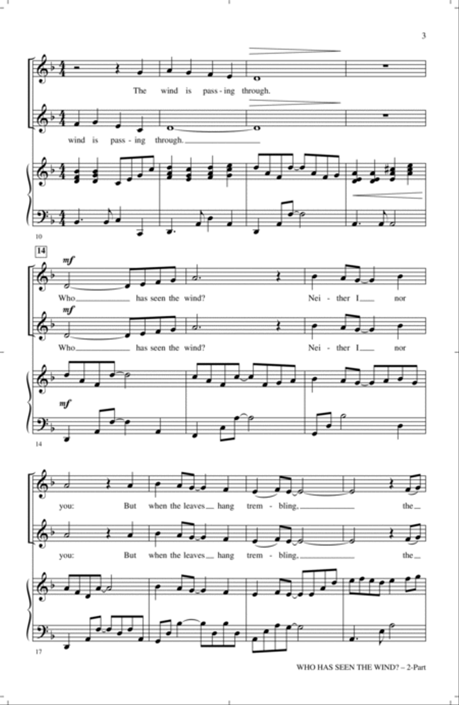 Who Has Seen The Wind? Who Has Seen The Wind? 2-Part scores gallery preview page 2
