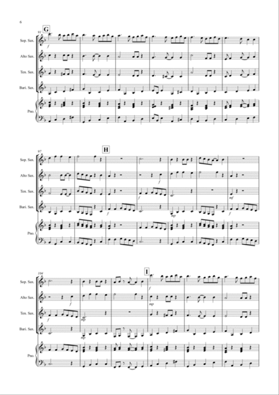 3 Jazzy Christmas Pieces for Saxophone Quartet Saxophone Quartet scores gallery preview page 6