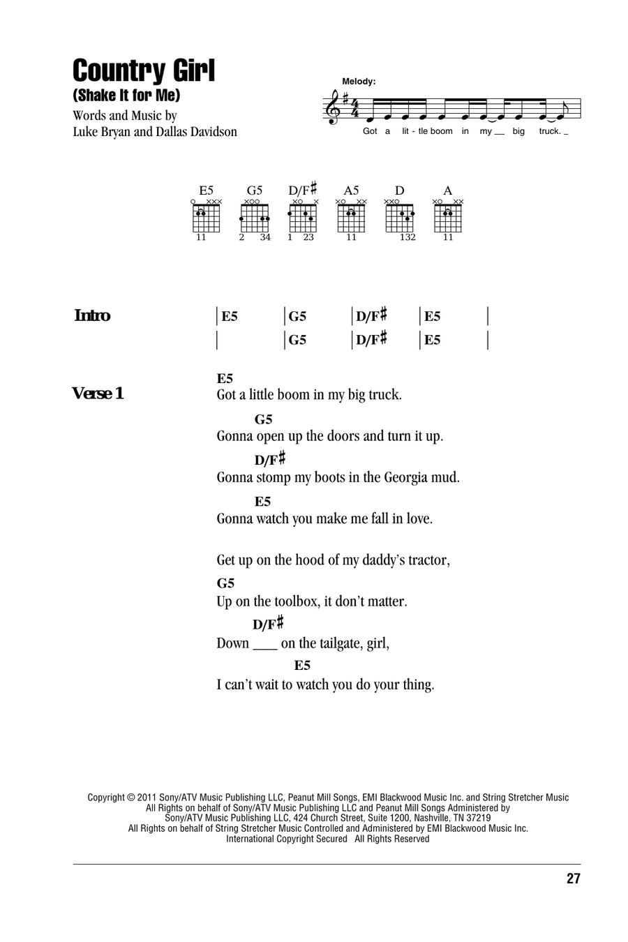 Country Girl (Shake It For Me) Acoustic Guitar scores gallery preview page 1