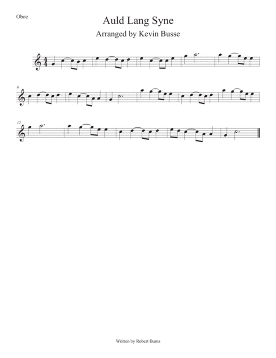 Auld Lang Syne (Easy key of C) Oboe image number null