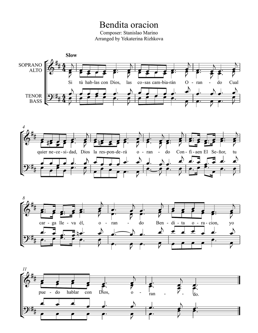 Bendita Oracion Bendita Oracion 4-Part scores gallery preview page 1