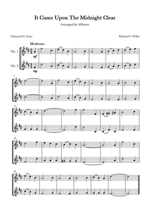 It Came Upon The Midnight Clear Violin Duet in D Melody and accompaniment Easy Intermediate