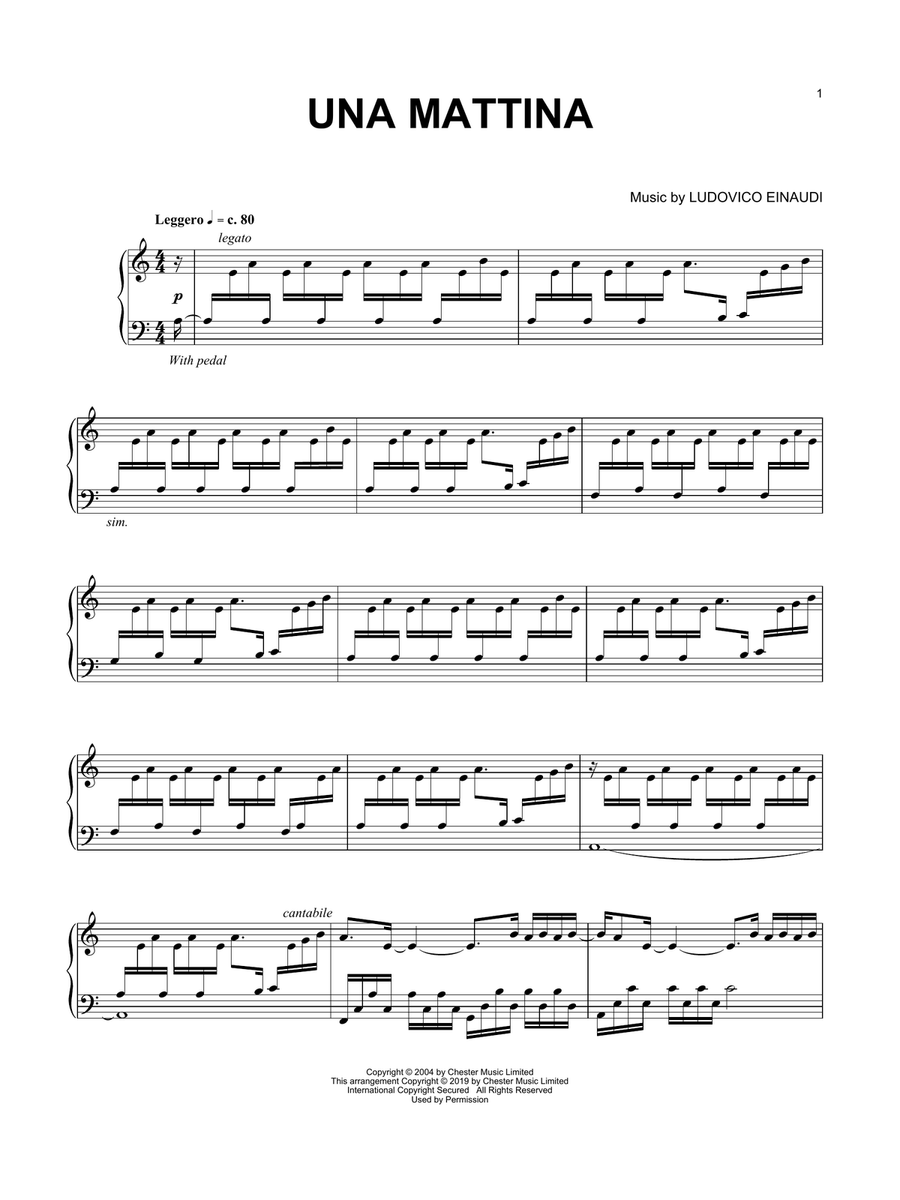 Una Mattina Piano Solo scores gallery preview page 1