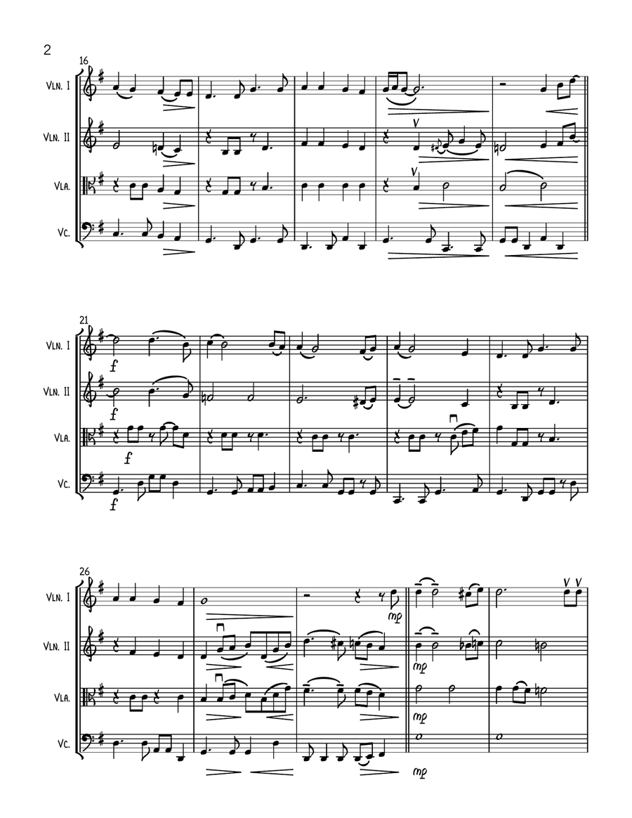 Green Green Grass Of Home String Quartet scores gallery preview page 2