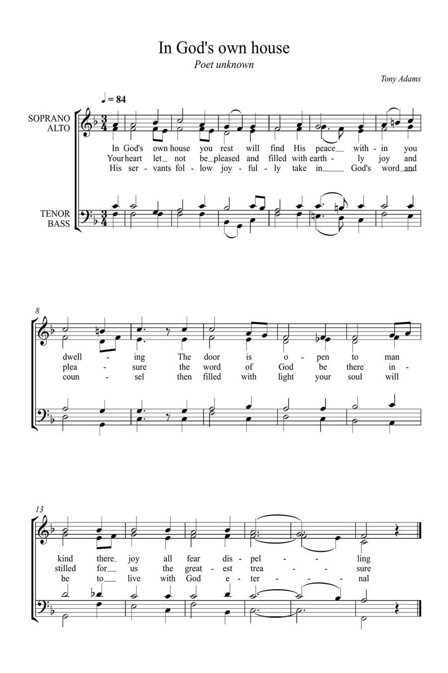 In God's own house 4-Part scores gallery preview page 1